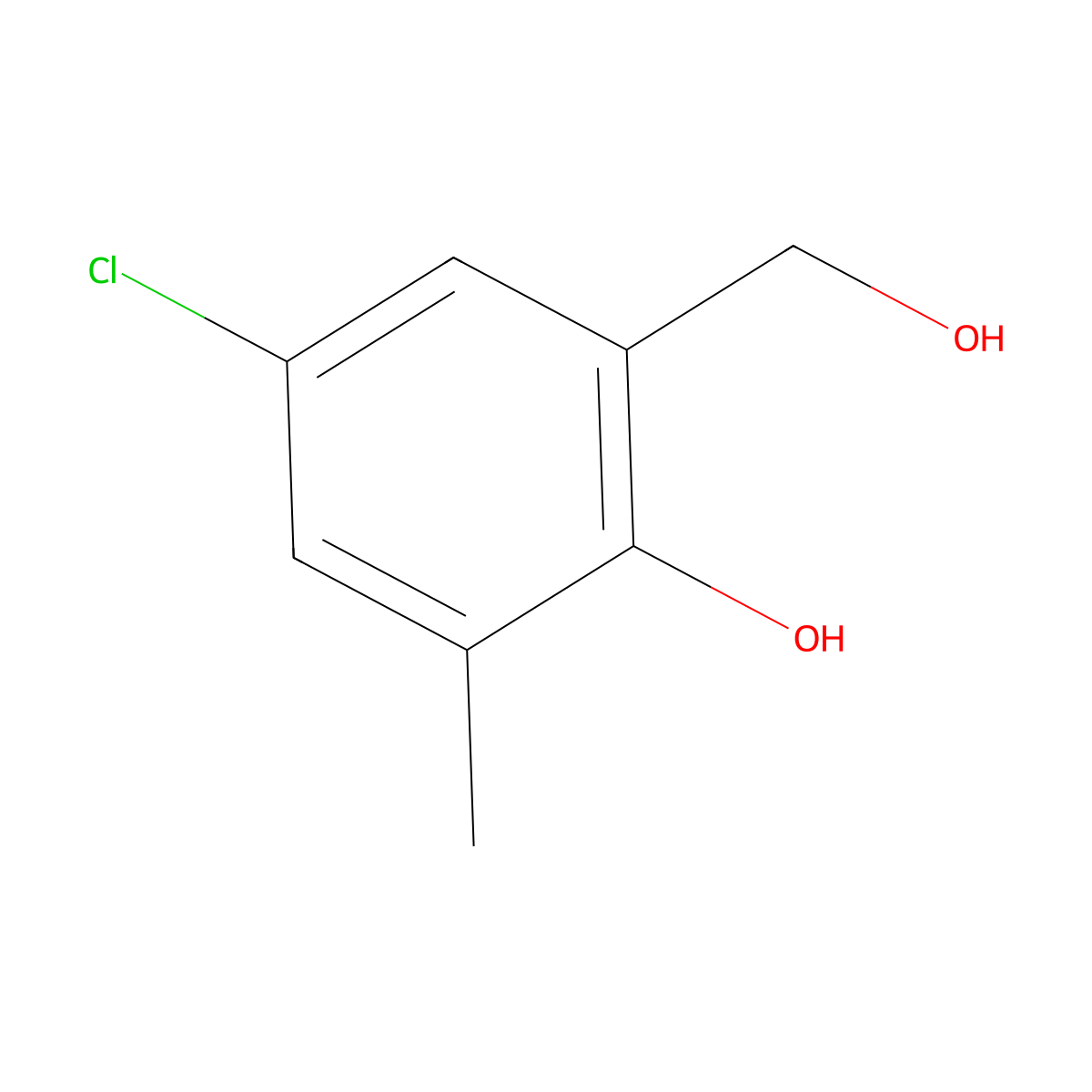 4-Chloro-2-(hydroxymethyl)-6-methylphenol molecular structure, CAS 37499-32-4