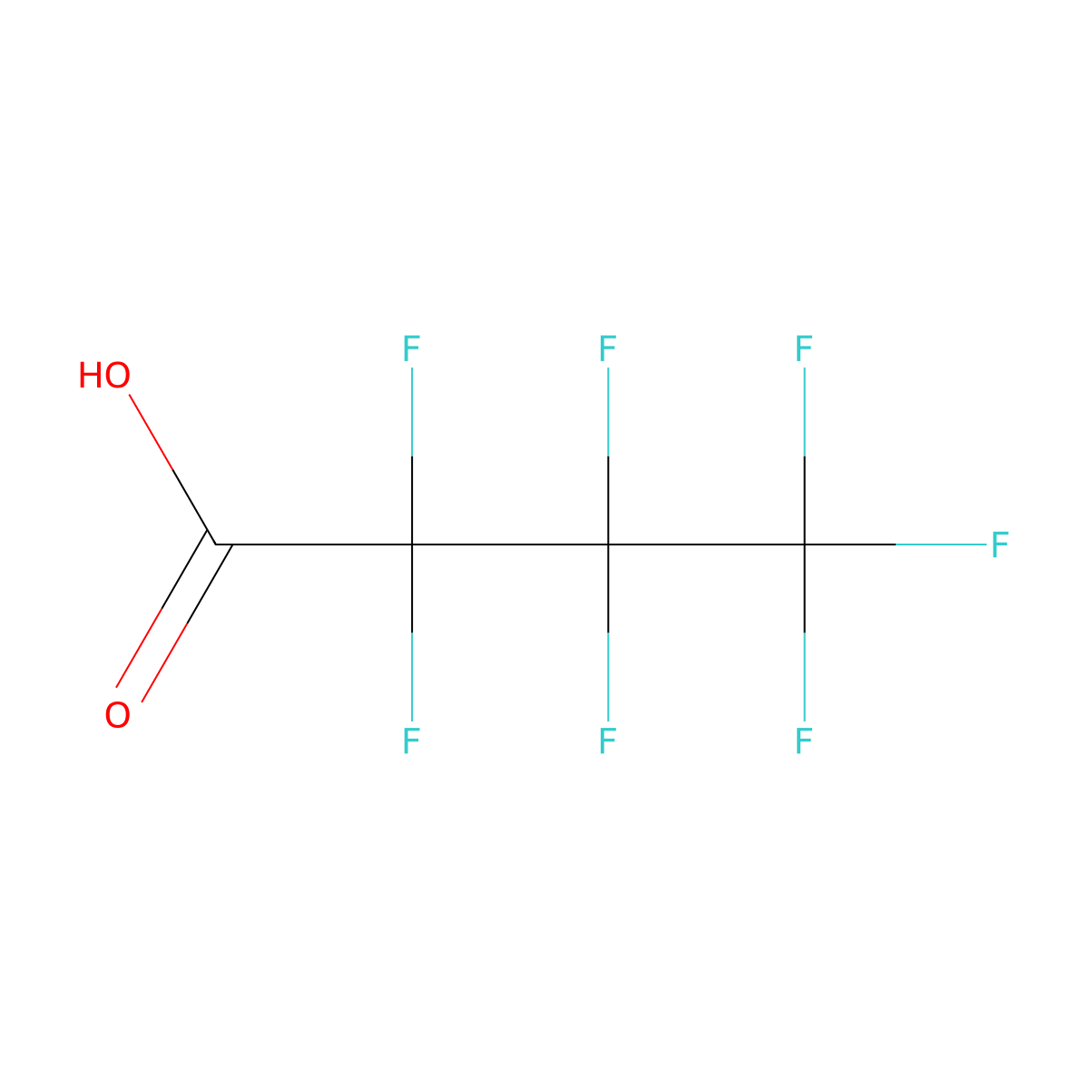 Heptafluorobutyric acid molecular structure, CAS 375-22-4