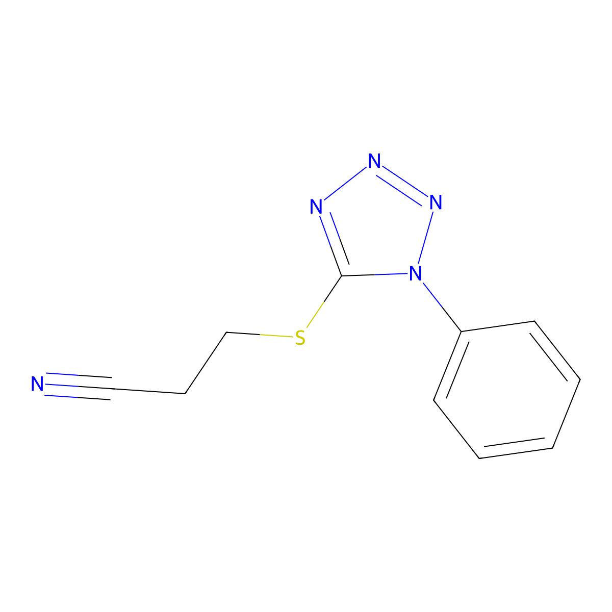 Propanenitrile, 3-[(1-phenyl-1H-tetrazol-5-yl)thio]- molecular structure, CAS 3751-46-0