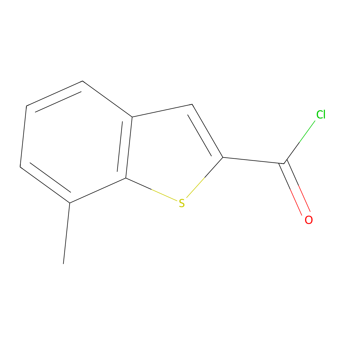 Benzo[b]thiophene-2-carbonyl chloride, 7-methyl- molecular structure, CAS 3751-49-3