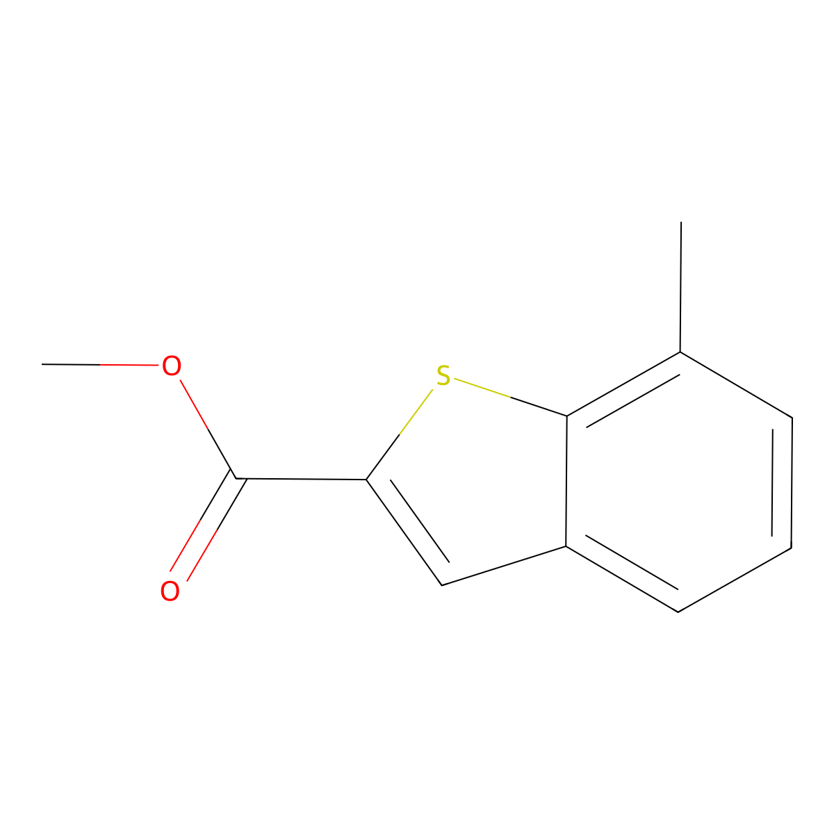 Methyl 7-methylbenzo[b]thiophene-2-carboxylate molecular structure, CAS 3751-50-6