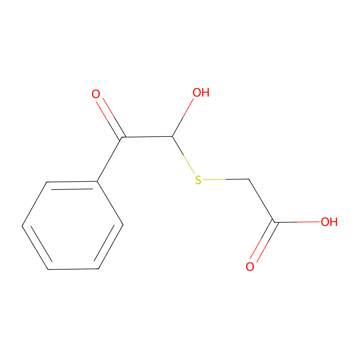 [(1-Hydroxy-2-oxo-2-phenylethyl)thio]acetic acid molecular structure, CAS 37510-29-5
