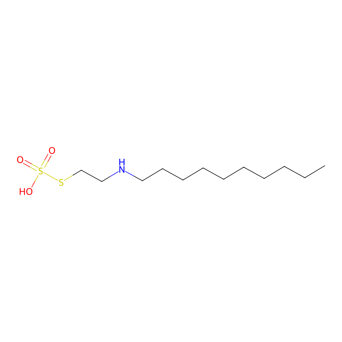Ethanethiol, 2-decylamino-, hydrogen sulfate (ester) molecular structure, CAS 3752-51-0