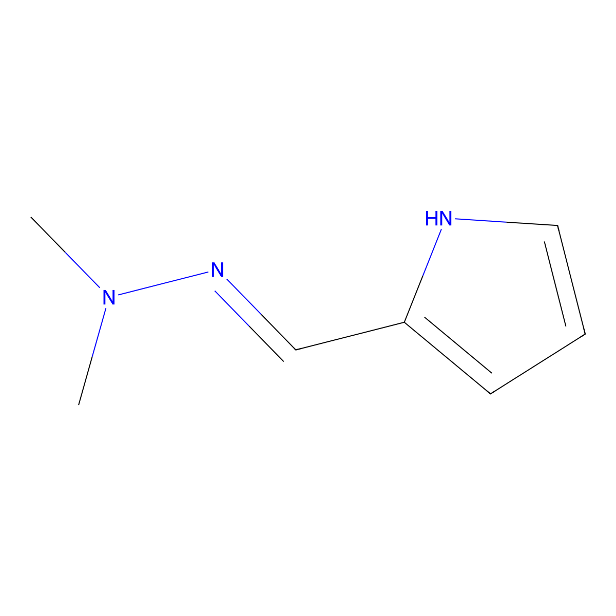 N-methyl-N-(1H-pyrrol-2-ylmethylideneamino)methanamine molecular structure, CAS 37526-52-6