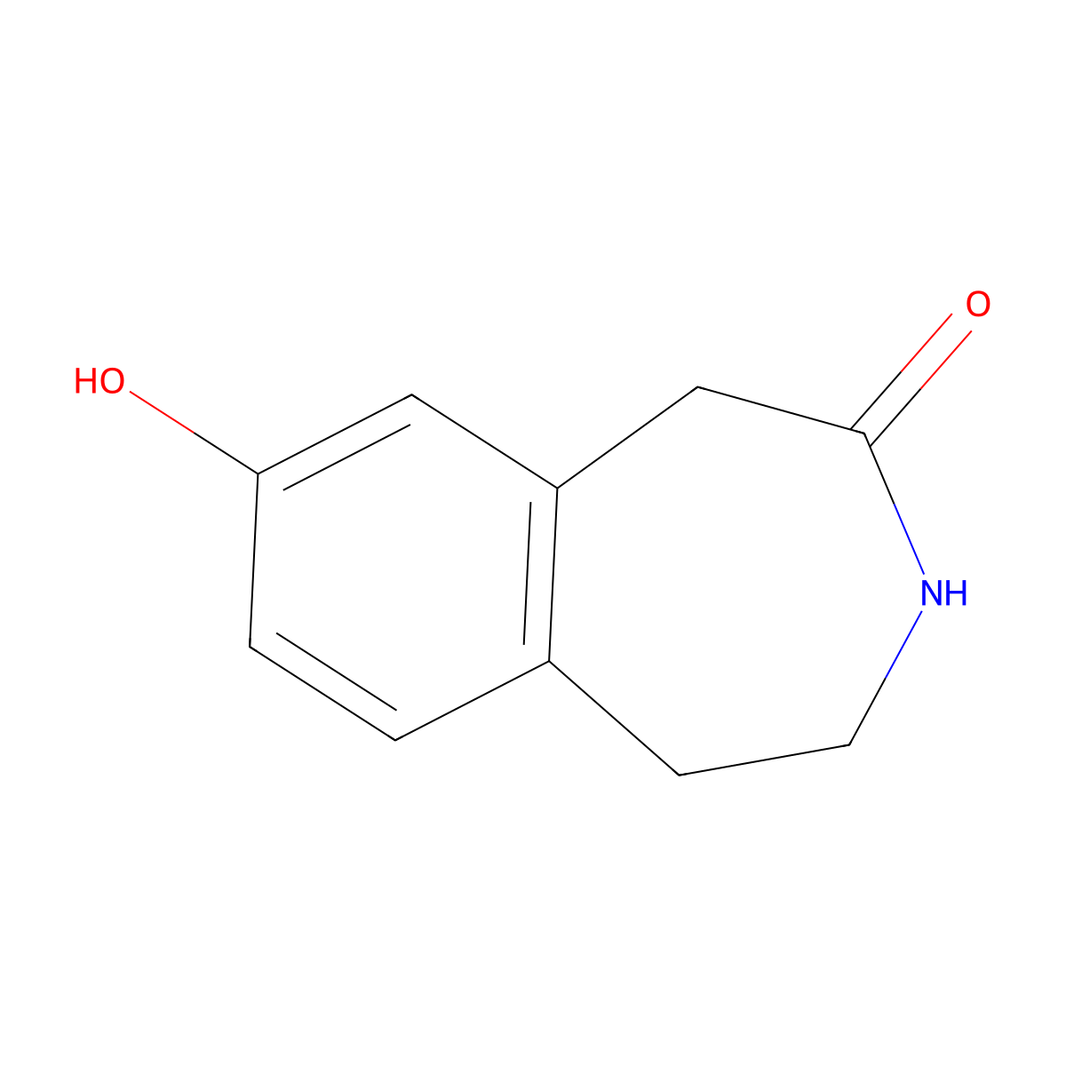 1,3,4,5-tetrahydro-8-hydroxy-2H-3-benzazepin-2-one molecular structure, CAS 37526-68-4