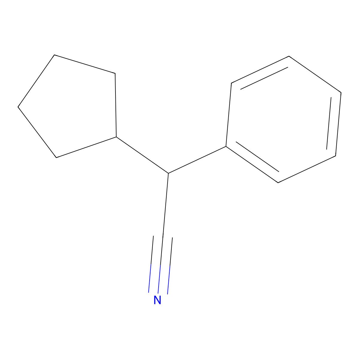 2-Cyclopentyl-2-phenylacetonitrile molecular structure, CAS 3753-59-1