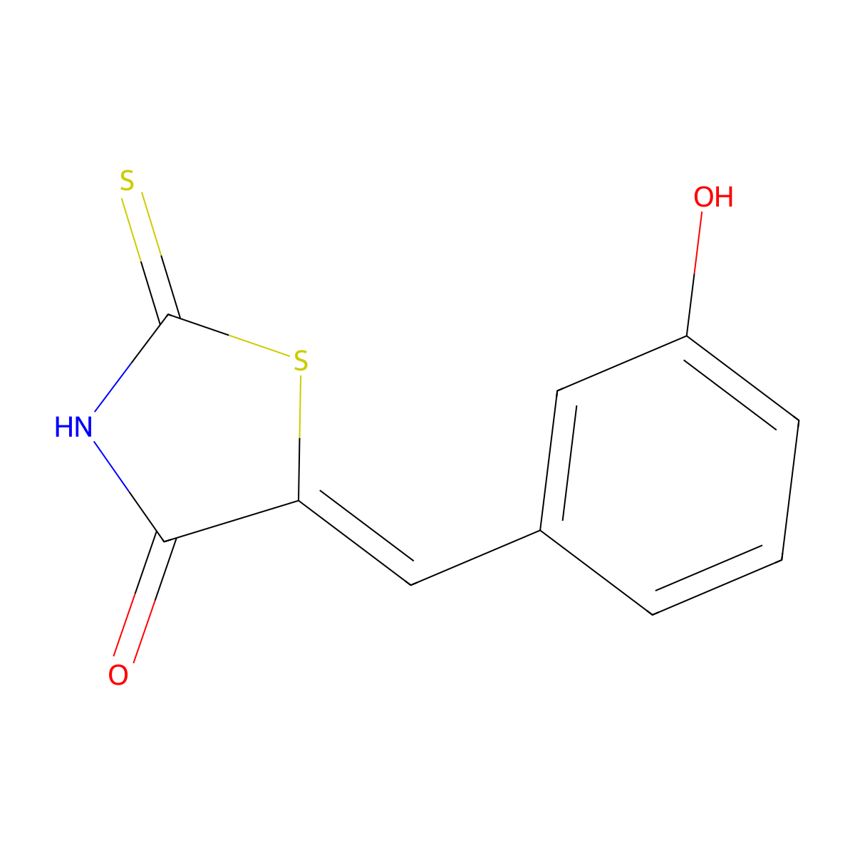 (5E)-5-(3-hydroxybenzylidene)-2-mercapto-1,3-thiazol-4(5H)-one molecular structure, CAS 37530-35-1