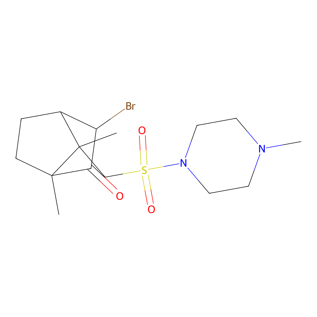 (1S,3S,4S,7S)-3-bromo-1,7-dimethyl-7-(((4-methylpiperazin-1-yl)sulfonyl)methyl)bicyclo[2.2.1]heptan-2-one molecular structure, CAS 375347-95-8