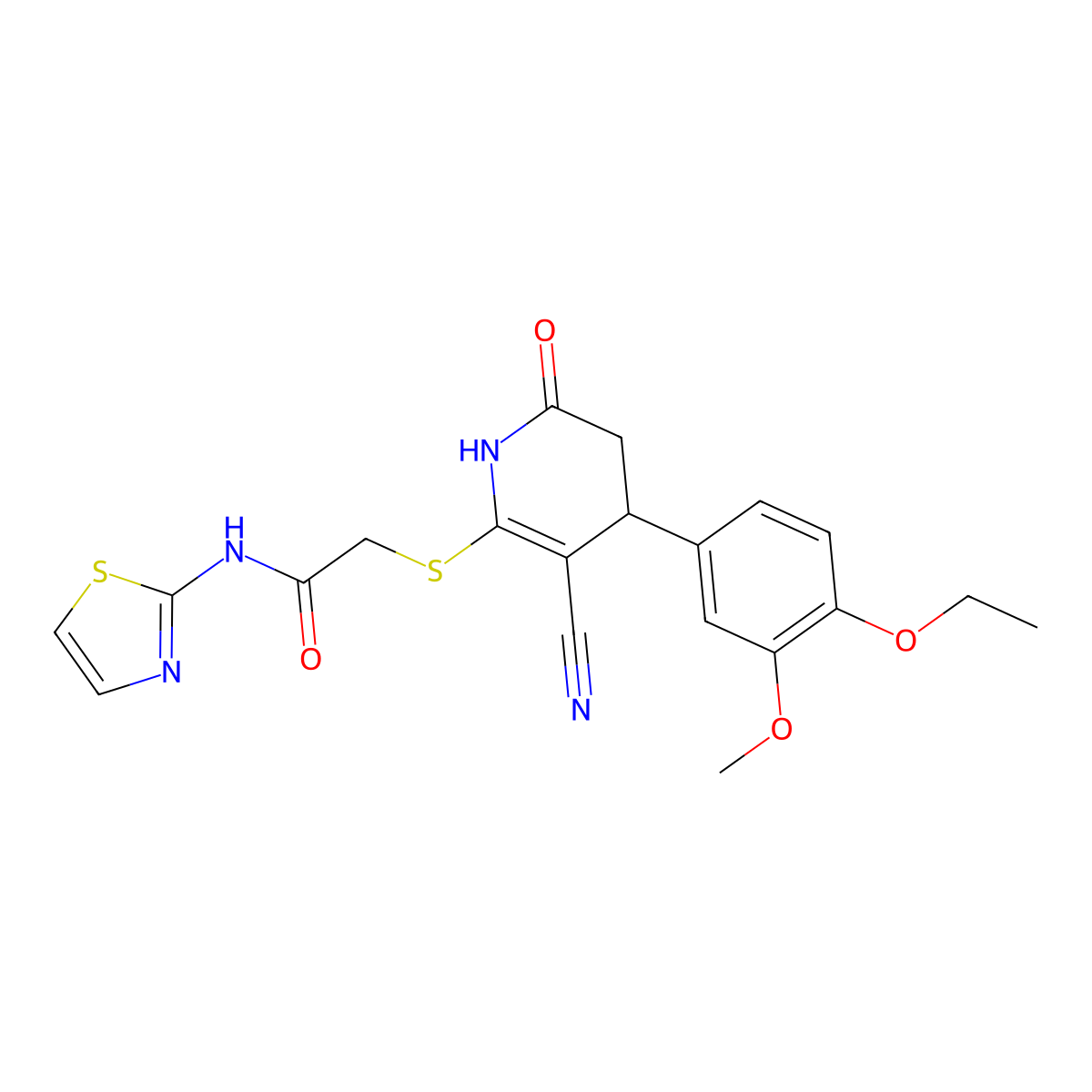2-[[5-cyano-4-(4-ethoxy-3-methoxyphenyl)-2-oxo-3,4-dihydro-1H-pyridin-6-yl]sulfanyl]-N-(1,3-thiazol-2-yl)acetamide molecular structure, CAS 375349-26-1