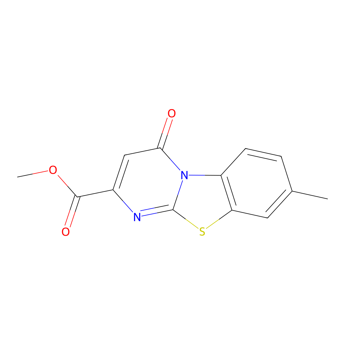 Methyl 8-methyl-4-oxopyrimido[2,1-b][1,3]benzothiazole-2-carboxylate molecular structure, CAS 375349-30-7