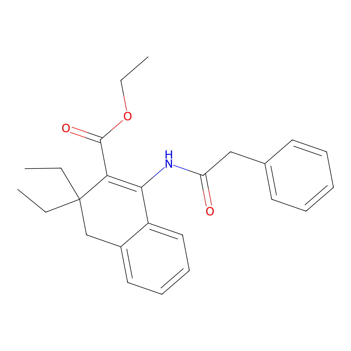 Ethyl 3,3-diethyl-1-(2-phenylacetamido)-3,4-dihydronaphthalene-2-carboxylate molecular structure, CAS 375349-42-1