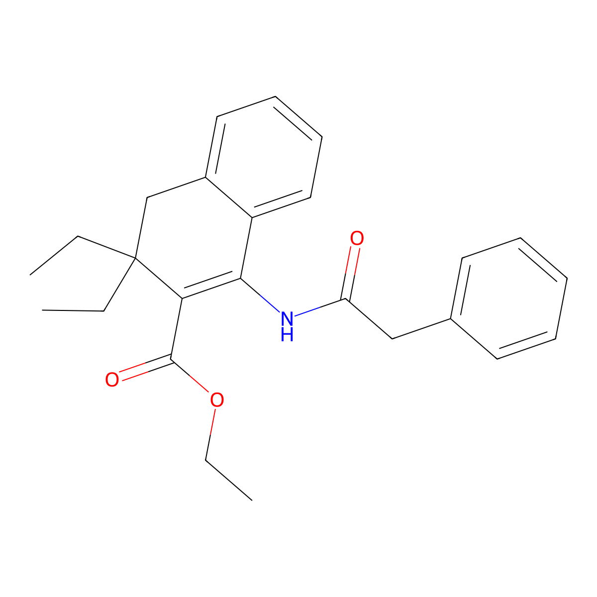 Ethyl 3,3-diethyl-1-(2-phenylacetamido)-3,4-dihydronaphthalene-2-carboxylate molecular structure, CAS 375349-42-1