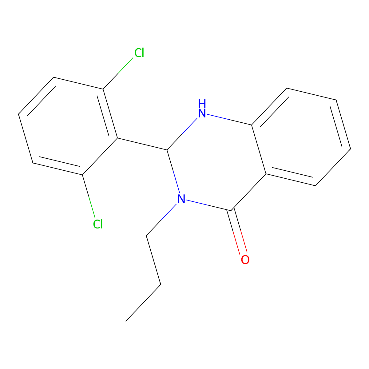 2-(2,6-Dichlorophenyl)-3-propyl-1,2-dihydroquinazolin-4-one molecular structure, CAS 375349-43-2