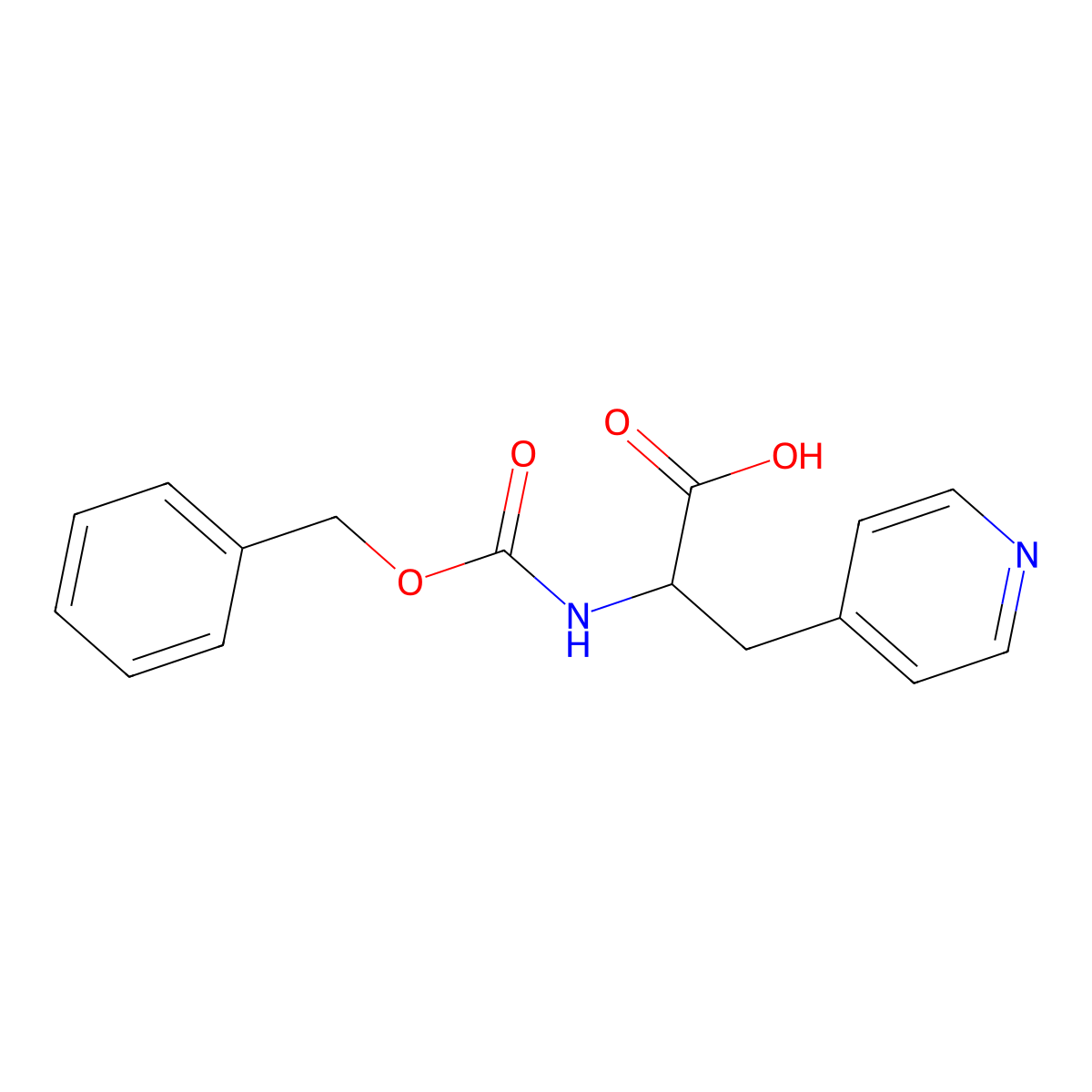 (2R)-2-{[(benzyloxy)carbonyl]amino}-3-(pyridin-4-yl)propanoic acid molecular structure, CAS 37535-54-9