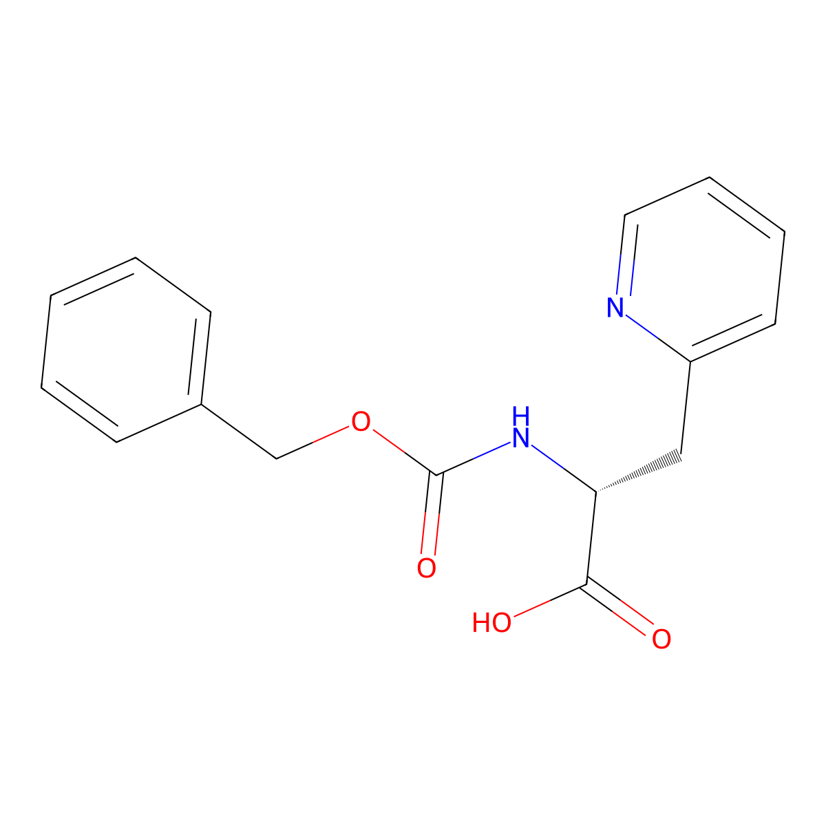 (2R)-2-{[(benzyloxy)carbonyl]amino}-3-(pyridin-2-yl)propanoic acid molecular structure, CAS 37535-56-1