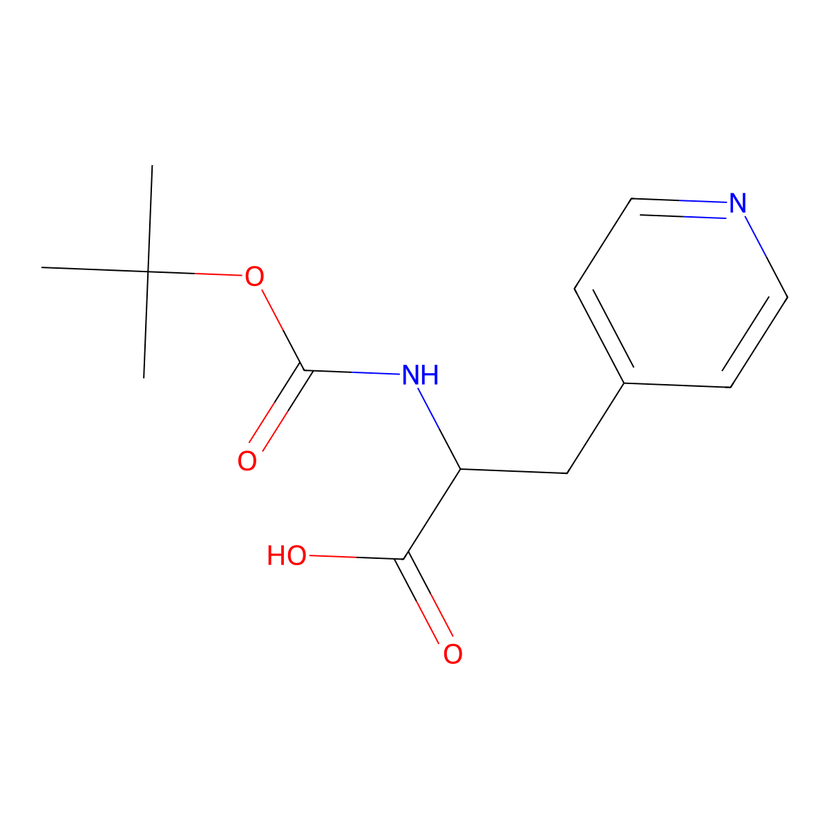 Boc-3-(4-pyridyl)-D-alanine molecular structure, CAS 37535-58-3