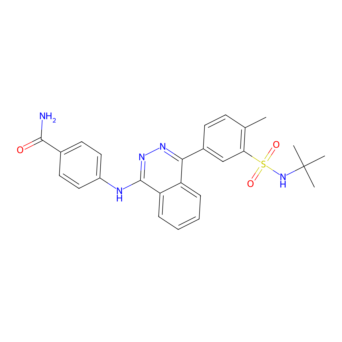 4-({4-[3-(Tert-butylsulfamoyl)-4-methylphenyl]phthalazin-1-yl}amino)benzamide molecular structure, CAS 375350-17-7