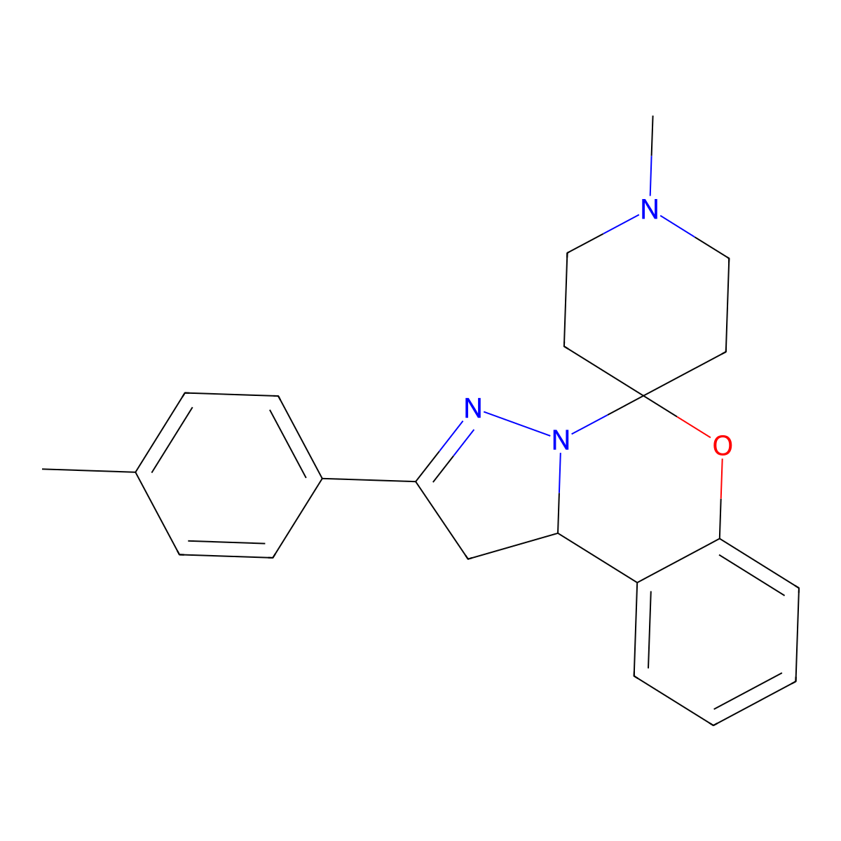 1'-Methyl-2-(p-tolyl)-1,10b-dihydrospiro[benzo[e]pyrazolo[1,5-c][1,3]oxazine-5,4'-piperidine] molecular structure, CAS 375350-33-7