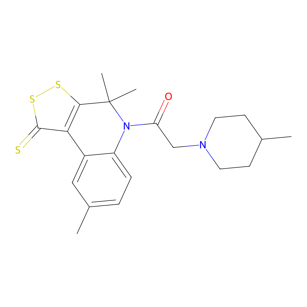 2-(4-Methylpiperidin-1-yl)-1-(4,4,8-trimethyl-1-sulfanylidenedithiolo[3,4-c]quinolin-5-yl)ethanone molecular structure, CAS 375350-75-7