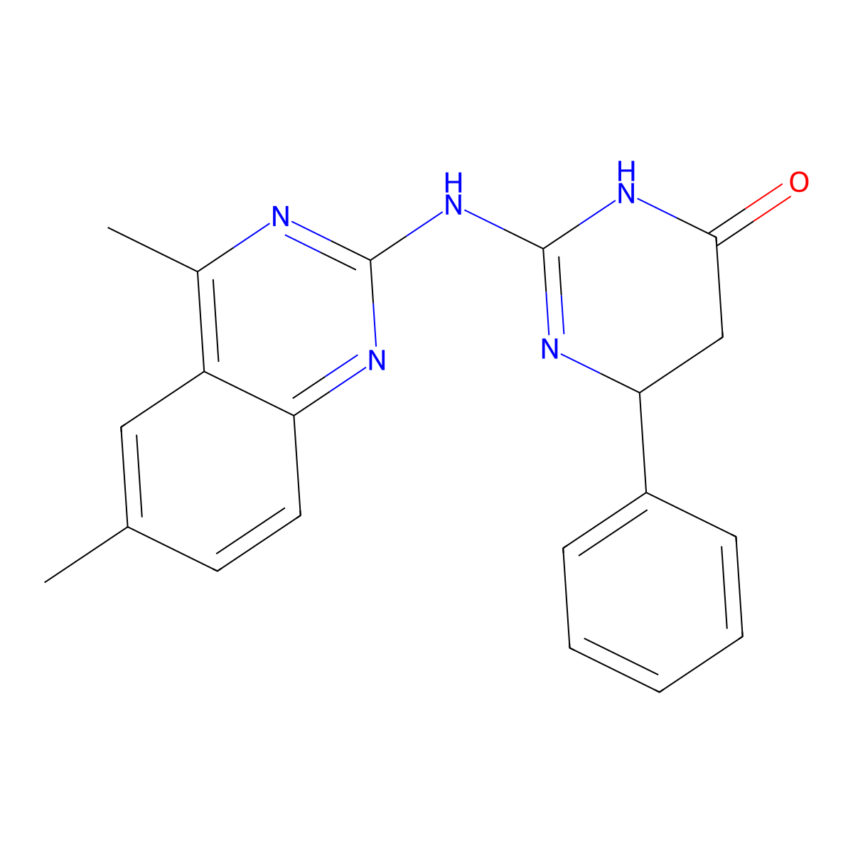 2-[(4,6-dimethylquinazolin-2-yl)amino]-6-phenyl-5,6-dihydropyrimidin-4(3H)-one molecular structure, CAS 375351-76-1