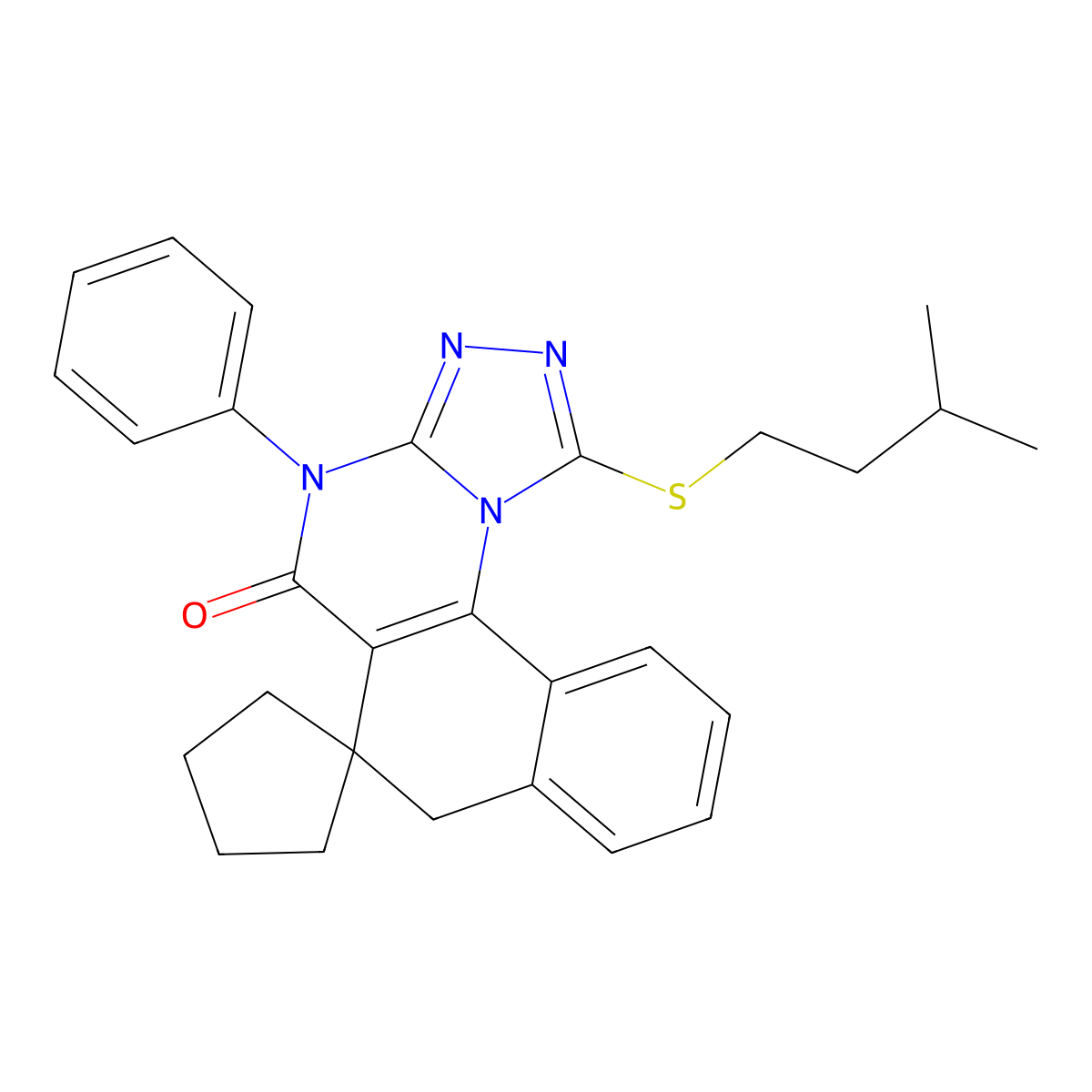 1-(isopentylthio)-4-phenyl-4H-spiro[benzo[h][1,2,4]triazolo[4,3-a]quinazoline-6,1'-cyclopentan]-5(7H)-one molecular structure, CAS 375351-81-8