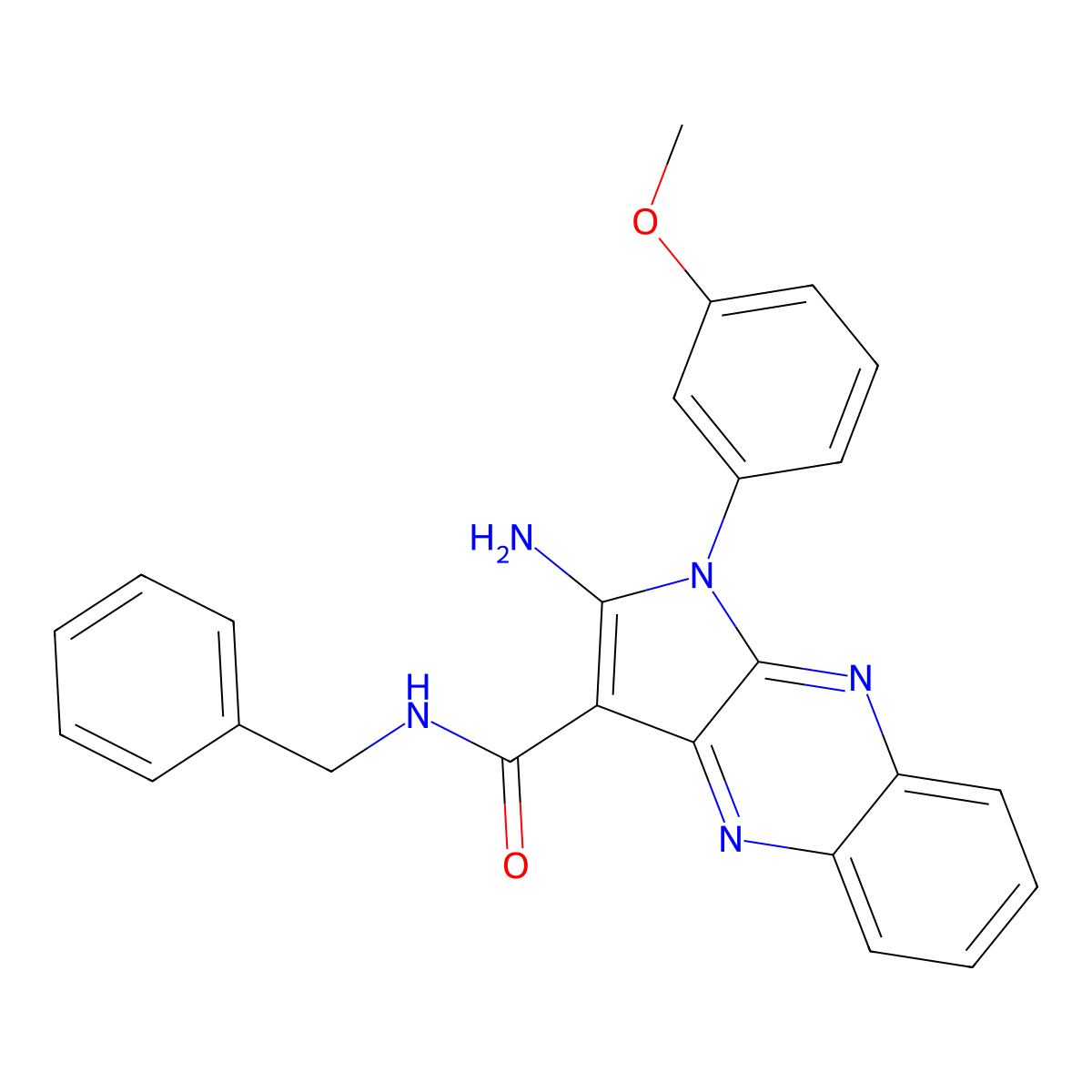 2-amino-N-benzyl-1-(3-methoxyphenyl)-1H-pyrrolo[2,3-b]quinoxaline-3-carboxamide molecular structure, CAS 375351-83-0