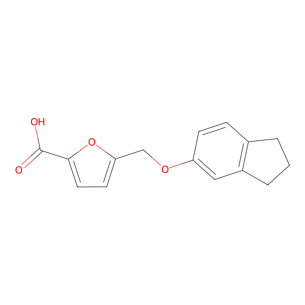 5-[(2,3-dihydro-1H-inden-5-yloxy)methyl]-2-furoic acid molecular structure, CAS 375351-99-8