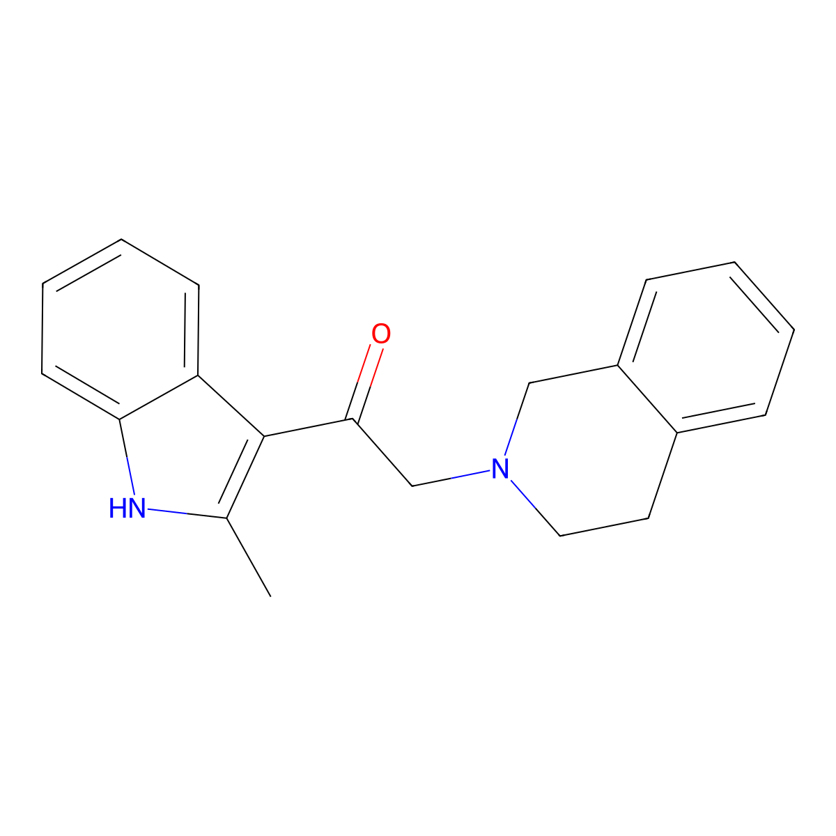2-(3,4-dihydro-1H-isoquinolin-2-yl)-1-(2-methyl-1H-indol-3-yl)ethanone molecular structure, CAS 375352-22-0