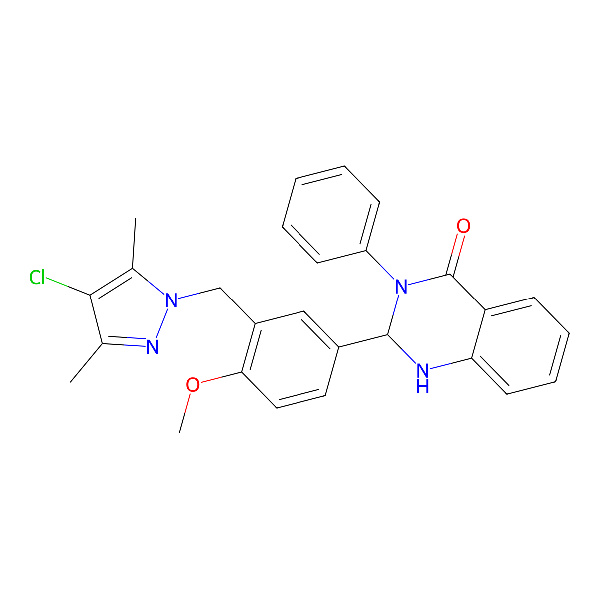 2-[3-[(4-Chloro-3,5-dimethylpyrazol-1-yl)methyl]-4-methoxyphenyl]-3-phenyl-1,2-dihydroquinazolin-4-one molecular structure, CAS 375352-46-8