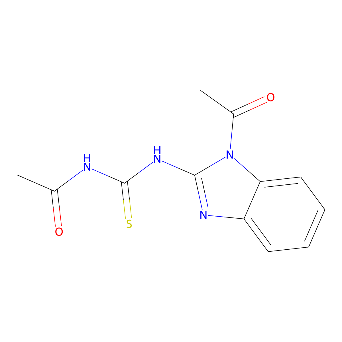 N-[(1-acetylbenzimidazol-2-yl)carbamothioyl]acetamide molecular structure, CAS 375352-74-2