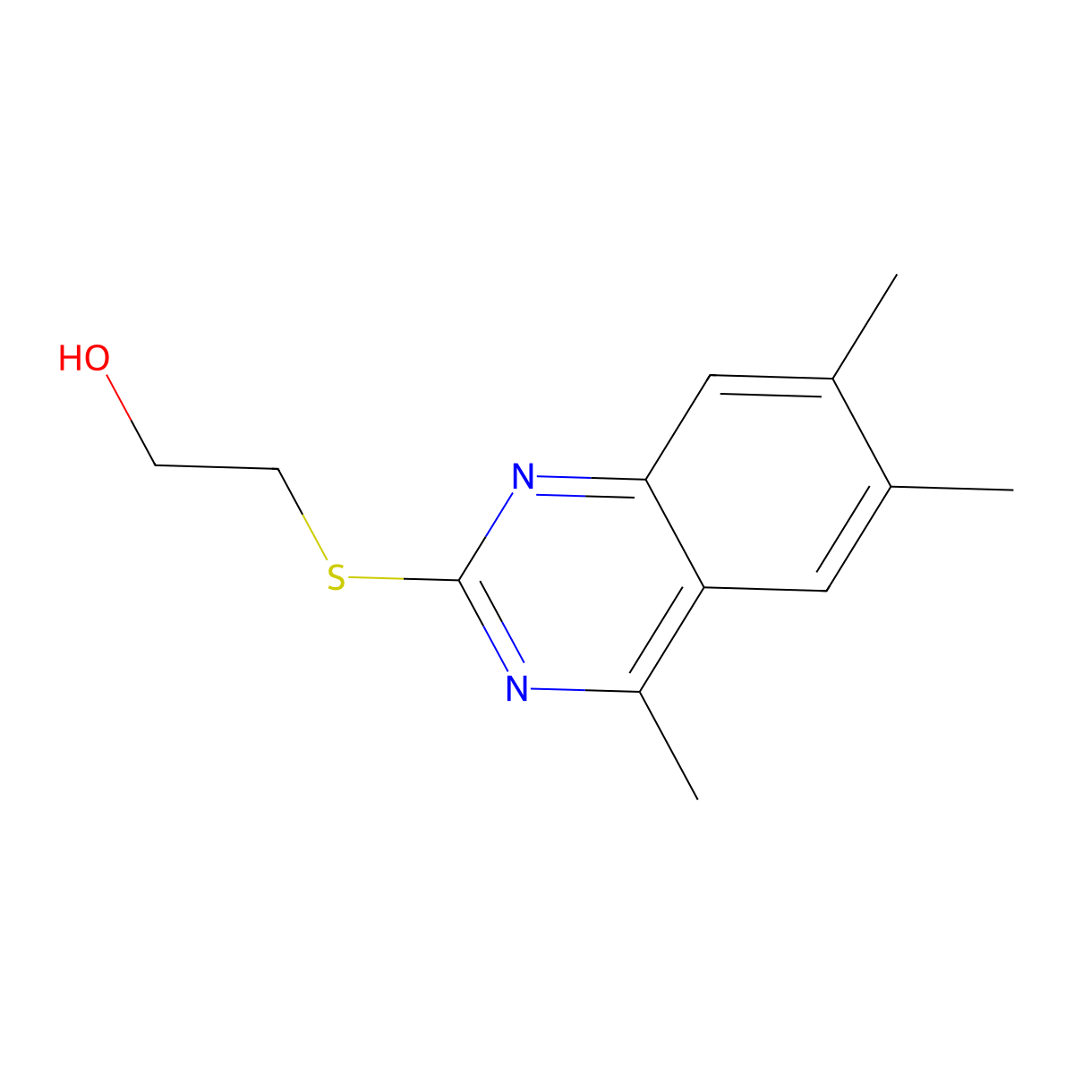 2-(4,6,7-Trimethylquinazolin-2-yl)sulfanylethanol molecular structure, CAS 375353-01-8