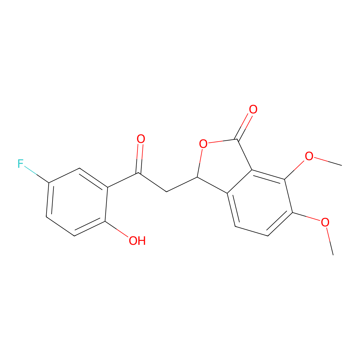 3-[2-(5-fluoro-2-hydroxyphenyl)-2-oxoethyl]-6,7-dimethoxy-3H-2-benzofuran-1-one molecular structure, CAS 375353-92-7
