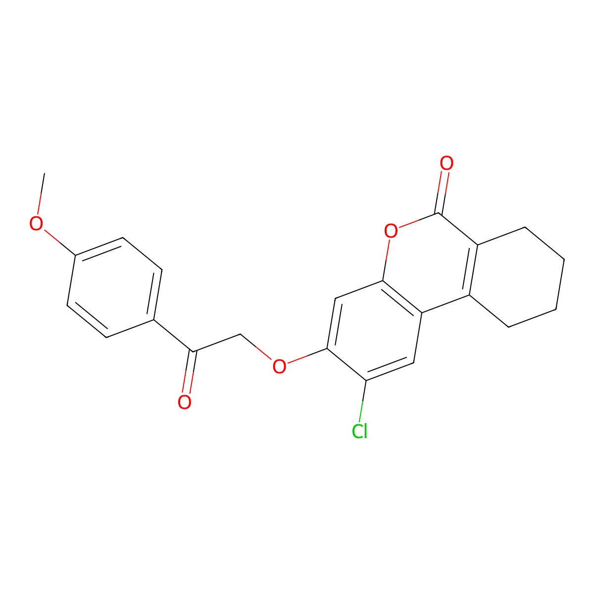 2-Chloro-3-[2-(4-methoxyphenyl)-2-oxoethoxy]-7,8,9,10-tetrahydrobenzo[c]chromen-6-one molecular structure, CAS 375354-56-6