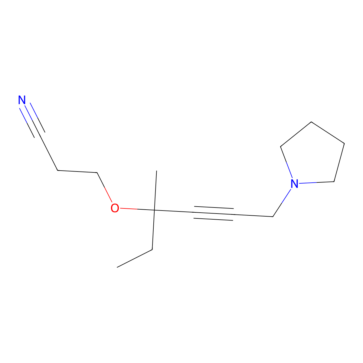 3-(3-Methyl-6-pyrrolidin-1-ylhex-4-yn-3-yl)oxypropanenitrile molecular structure, CAS 375354-80-6