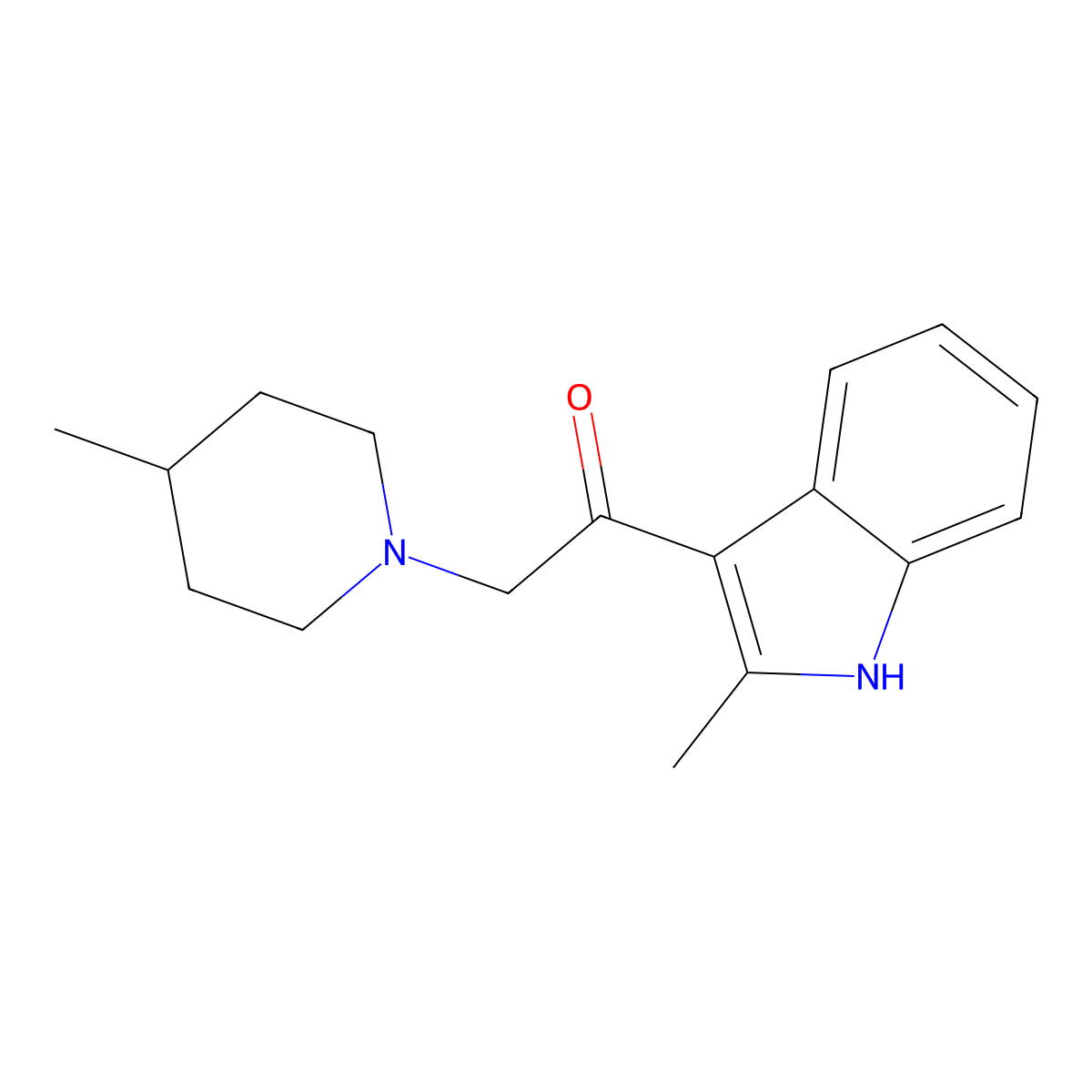 1-(2-methyl-1H-indol-3-yl)-2-(4-methylpiperidin-1-yl)ethanone molecular structure, CAS 375354-81-7
