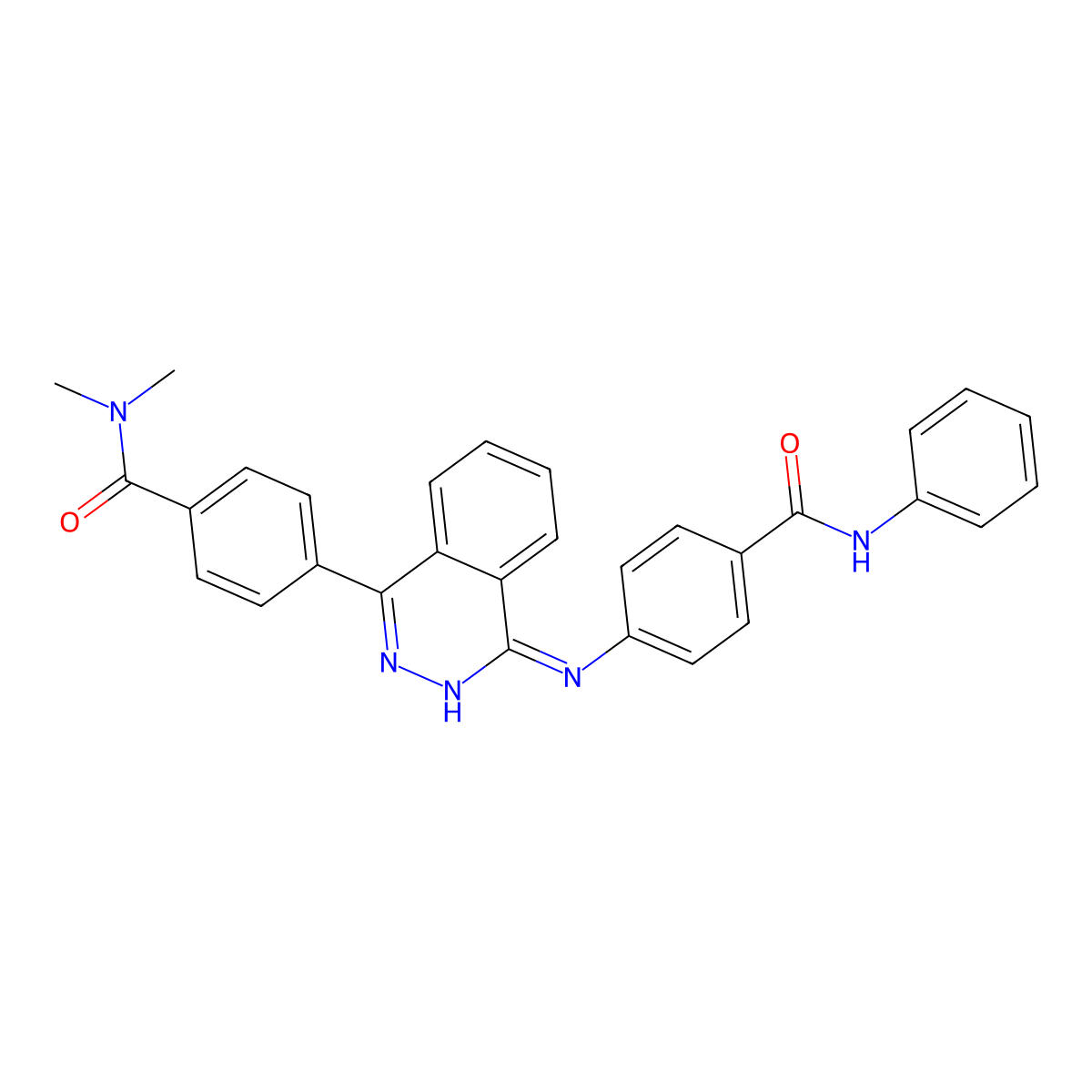 N,N-dimethyl-4-[4-[4-(phenylcarbamoyl)anilino]phthalazin-1-yl]benzamide molecular structure, CAS 375354-86-2