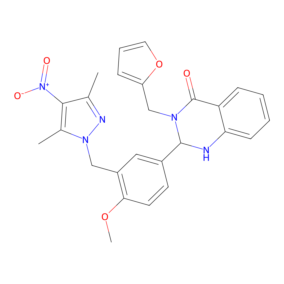 2-[3-[(3,5-Dimethyl-4-nitropyrazol-1-yl)methyl]-4-methoxyphenyl]-3-(furan-2-ylmethyl)-1,2-dihydroquinazolin-4-one molecular structure, CAS 375354-93-1
