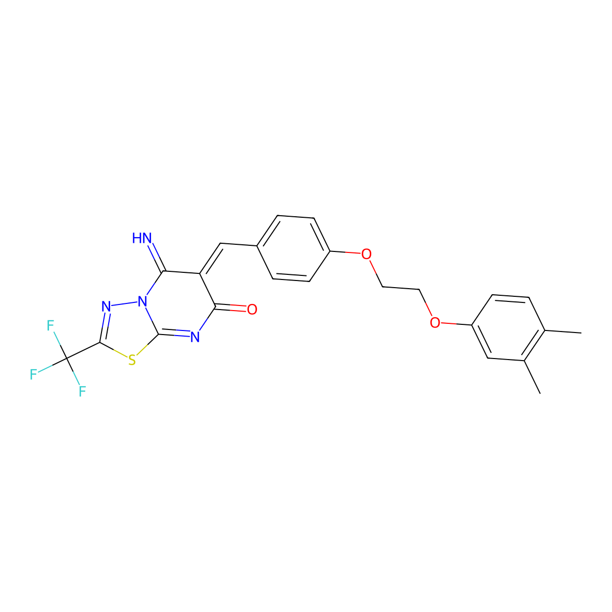 6-[[4-[2-(3,4-Dimethylphenoxy)ethoxy]phenyl]methylene]-5,6-dihydro-5-imino-2-(trifluoromethyl)-7H-1,3,4-thiadiazolo[3,2-a]pyrimidin-7-one molecular structure, CAS 375355-33-2