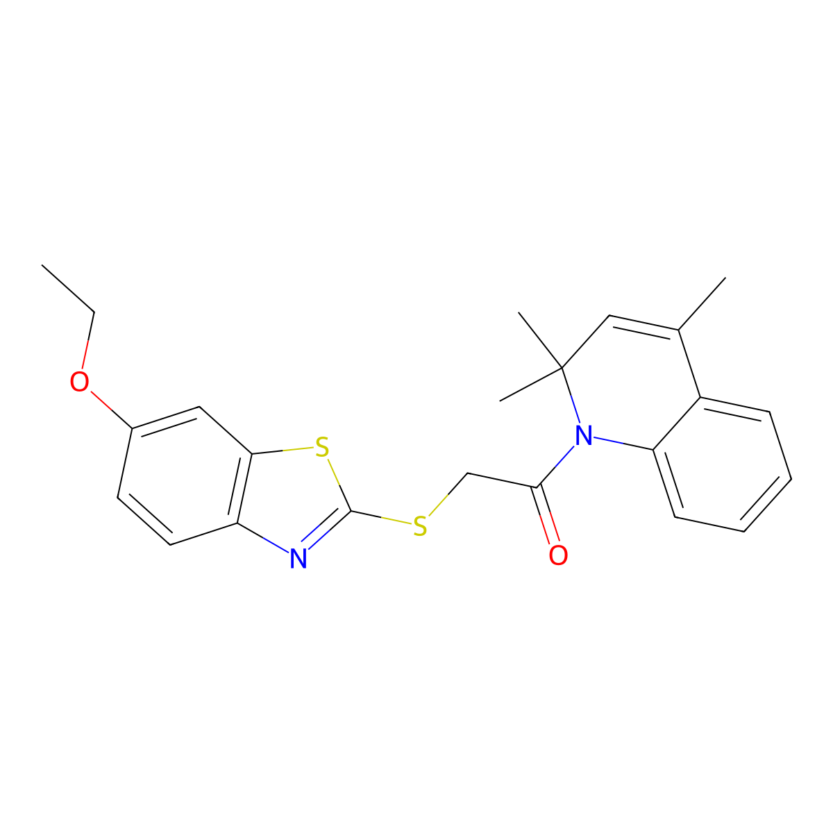 1-{[(6-Ethoxy-1,3-benzothiazol-2-yl)thio]acetyl}-2,2,4-trimethyl-1,2-dihydroquinoline molecular structure, CAS 375355-78-5