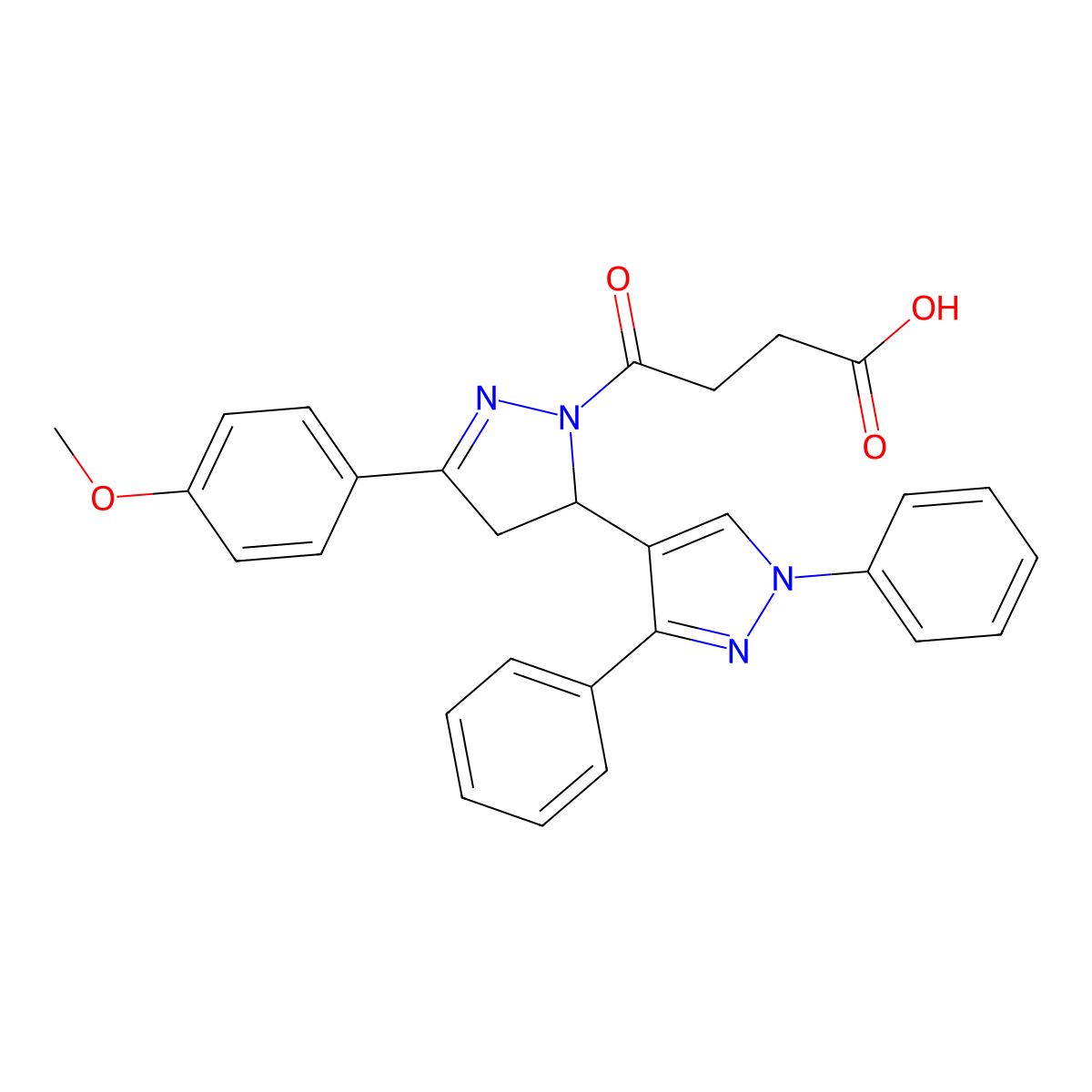 4-[3-(1,3-Diphenylpyrazol-4-yl)-5-(4-methoxyphenyl)-3,4-dihydropyrazol-2-yl]-4-oxobutanoic acid molecular structure, CAS 375356-11-9