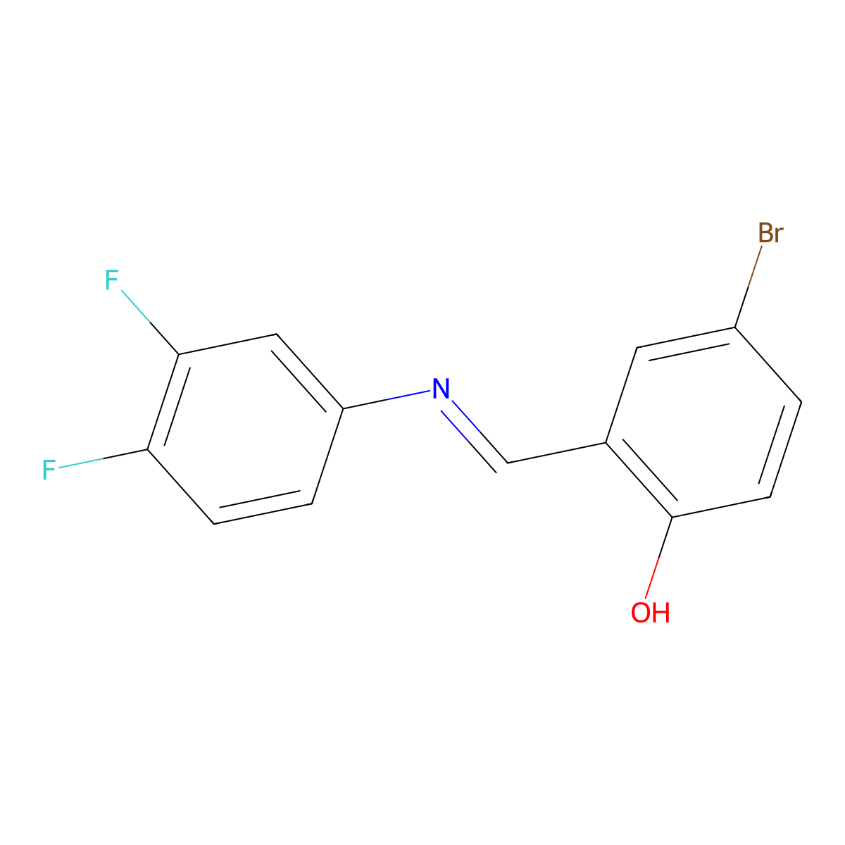 4-bromo-2-{(E)-[(3,4-difluorophenyl)imino]methyl}phenol molecular structure, CAS 375356-13-1
