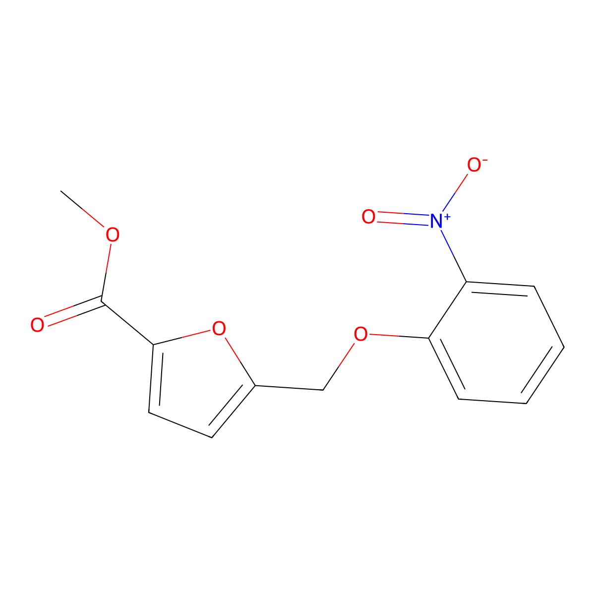 Methyl 5-[(2-nitrophenoxy)methyl]furan-2-carboxylate molecular structure, CAS 375356-39-1