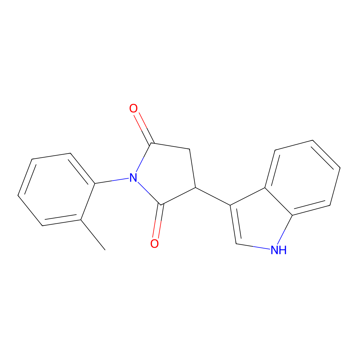 3-(1H-indol-3-yl)-1-(2-methylphenyl)pyrrolidine-2,5-dione molecular structure, CAS 375357-01-0