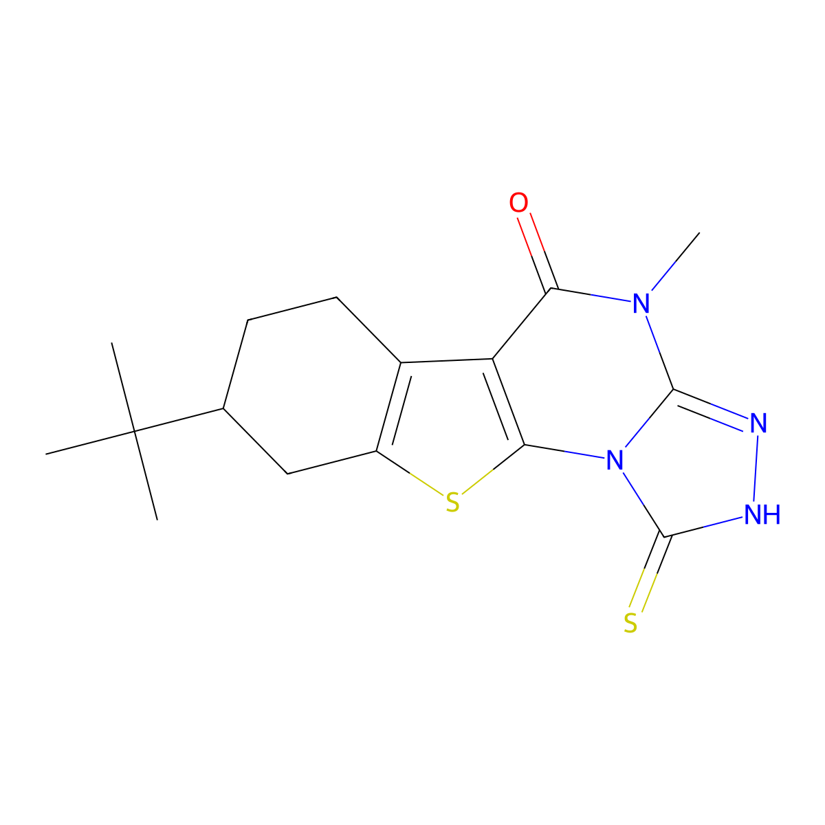 8-(tert-butyl)-1-mercapto-4-methyl-6,7,8,9-tetrahydrobenzo[4,5]thieno[3,2-e][1,2,4]triazolo[4,3-a]pyrimidin-5(4H)-one molecular structure, CAS 375357-07-6