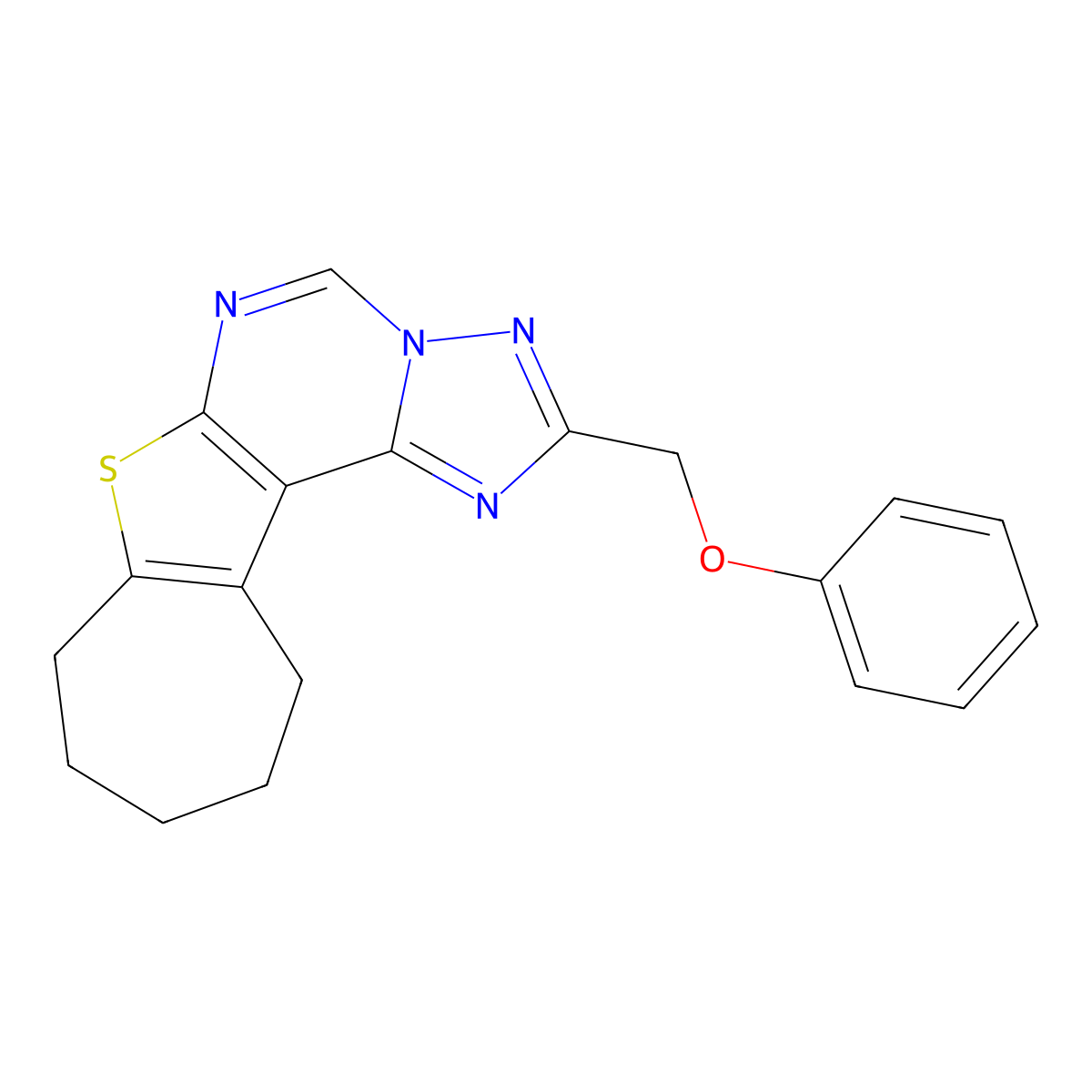 2-(phenoxymethyl)-9,10,11,12-tetrahydro-8H-cyclohepta[4,5]thieno[3,2-e][1,2,4]triazolo[1,5-c]pyrimidine molecular structure, CAS 375357-34-9