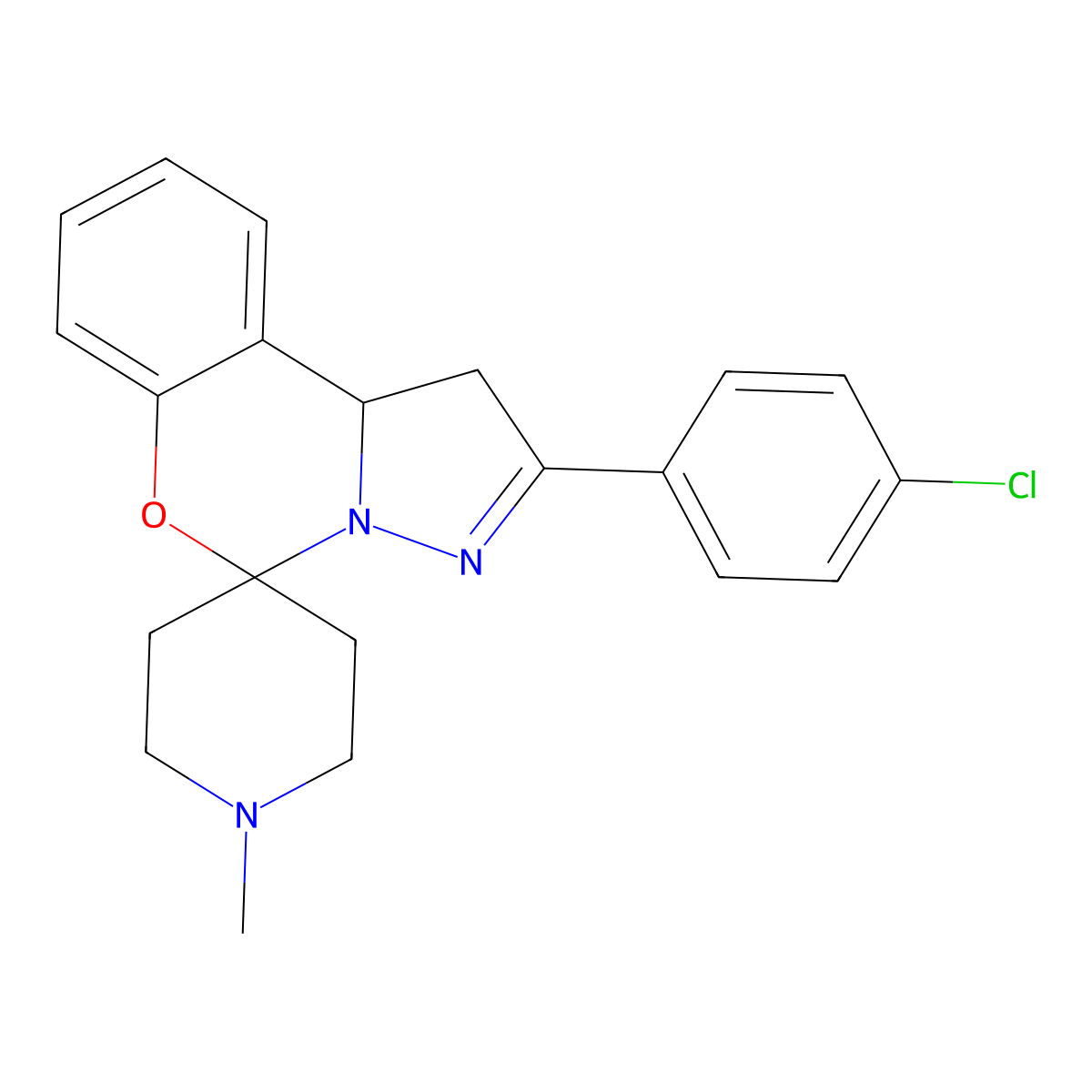 2'-(4-Chlorophenyl)-1-methyl-1',10b'-dihydrospiro[piperidine-4,5'-pyrazolo[1,5-c][1,3]benzoxazine] molecular structure, CAS 375357-51-0