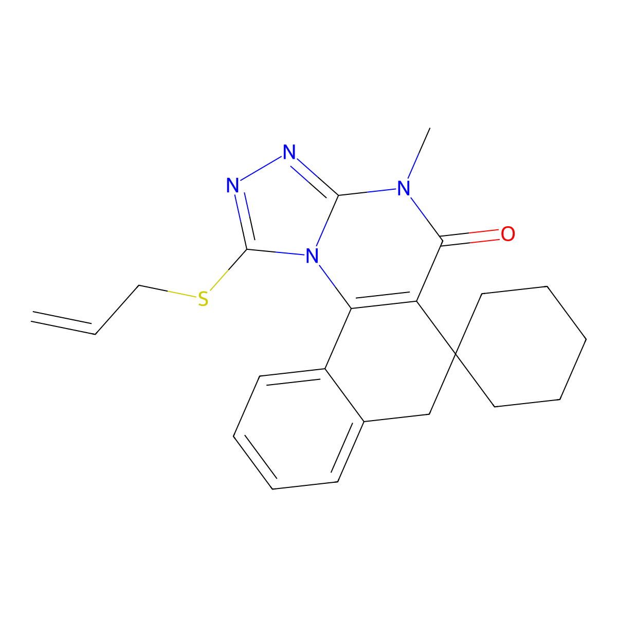 1-(allylthio)-4-methyl-4H-spiro[benzo[h][1,2,4]triazolo[4,3-a]quinazoline-6,1'-cyclohexan]-5(7H)-one molecular structure, CAS 375357-52-1