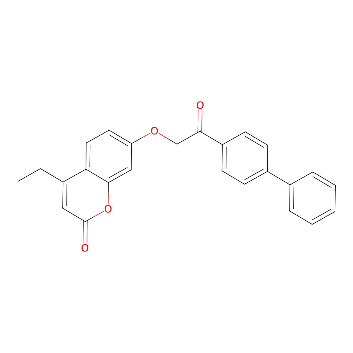 7-[2-(biphenyl-4-yl)-2-oxoethoxy]-4-ethyl-2H-chromen-2-one molecular structure, CAS 375357-88-3