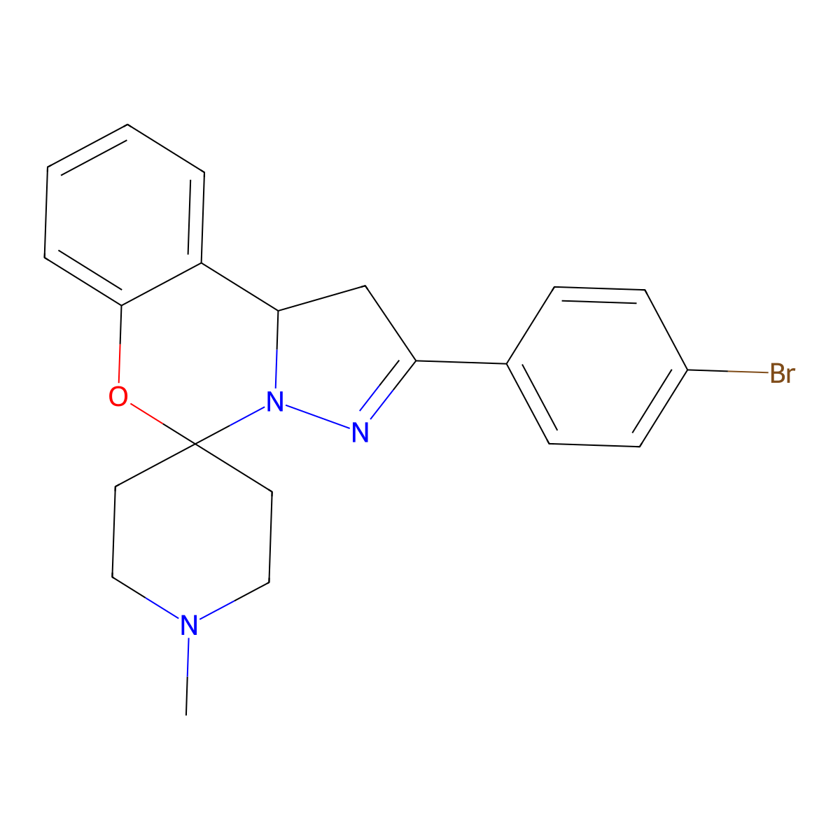 2-(4-Bromophenyl)-1'-methyl-1,10b-dihydrospiro[benzo[e]pyrazolo[1,5-c][1,3]oxazine-5,4'-piperidine] molecular structure, CAS 375357-96-3