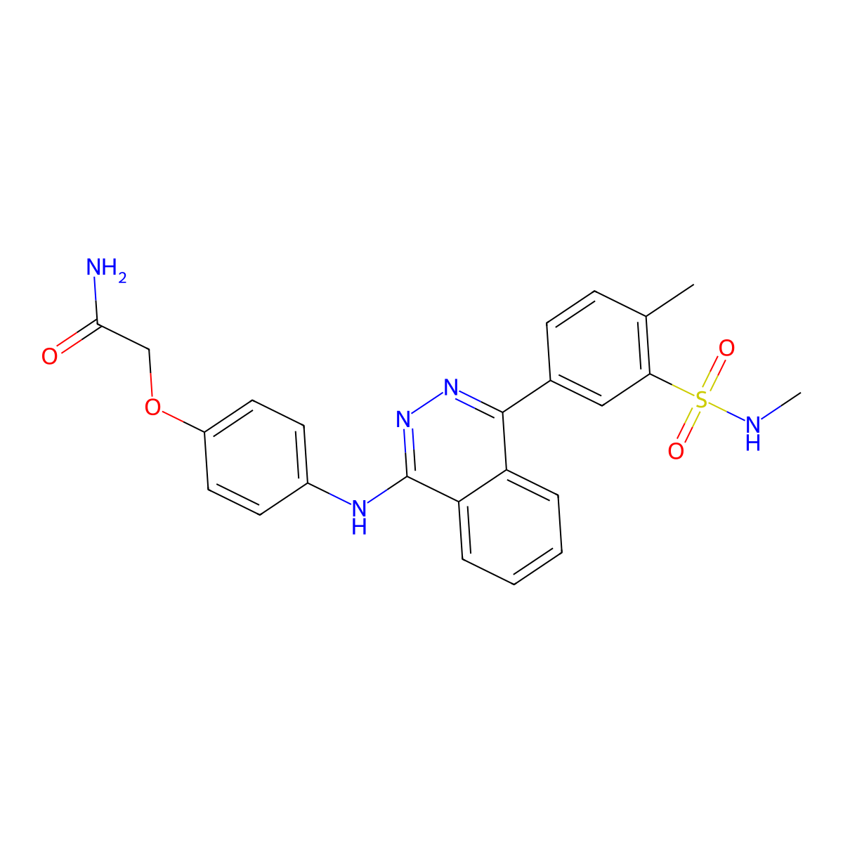 2-[4-({4-[4-Methyl-3-(methylsulfamoyl)phenyl]phthalazin-1-yl}amino)phenoxy]acetamide molecular structure, CAS 375358-45-5